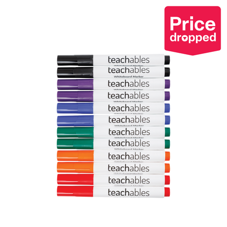 Teachables Whiteboard Markers Chisel Tip Assorted - Pack of 12 - Modern Teaching Aids NZ