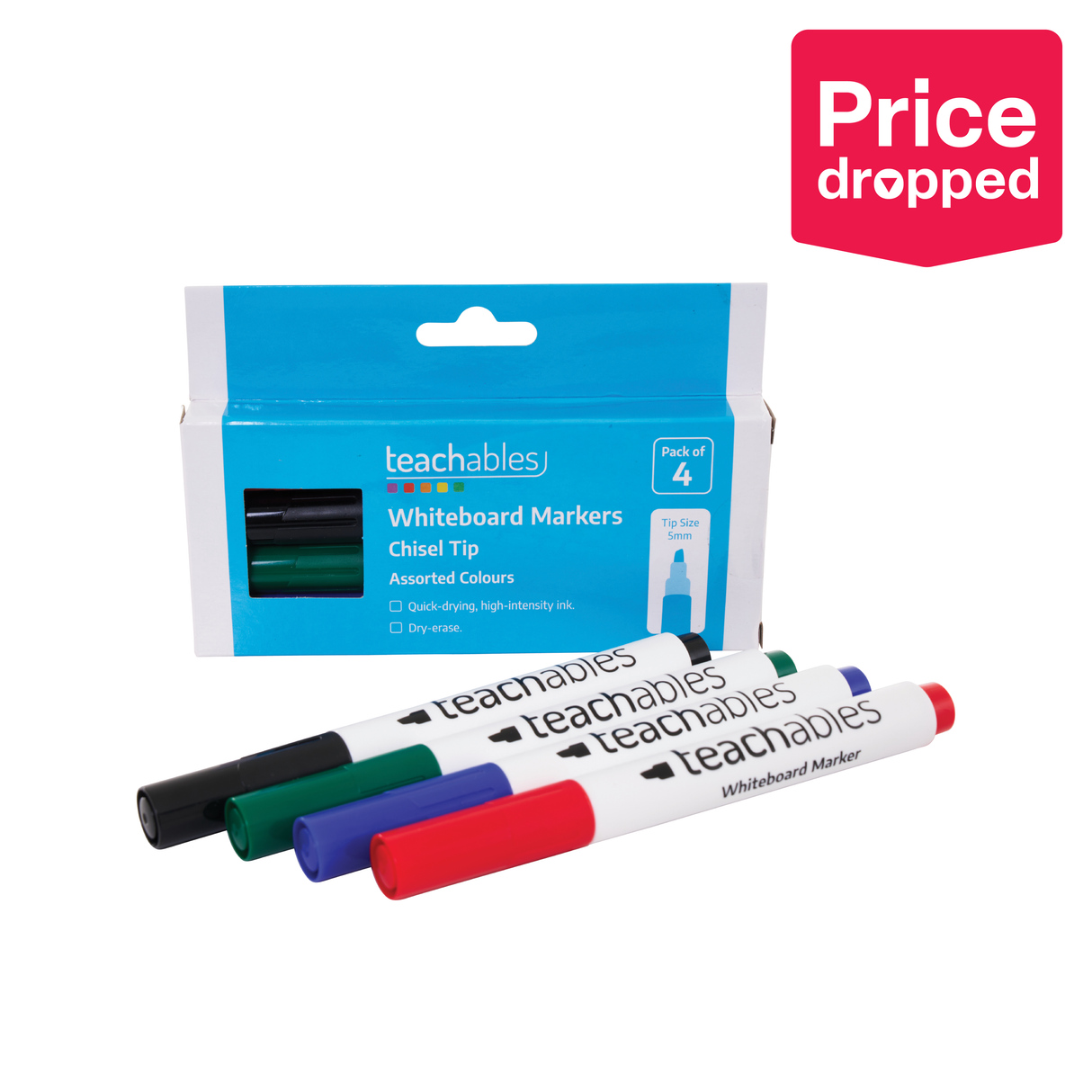 Teachables Whiteboard Markers Chisel Tip Assorted - Pack of 4