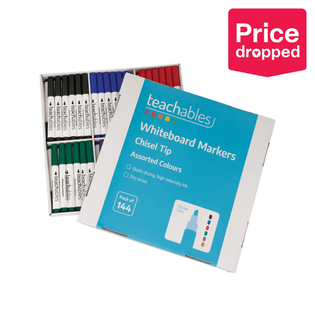 Teachables Whiteboard Markers Chisel Tip Assorted - Pack of 144 - Modern Teaching Aids NZ