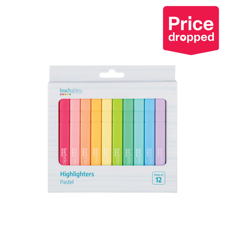 Teachables Highlighters Pastel Assorted - Pack of 12 - Modern Teaching Aids NZ