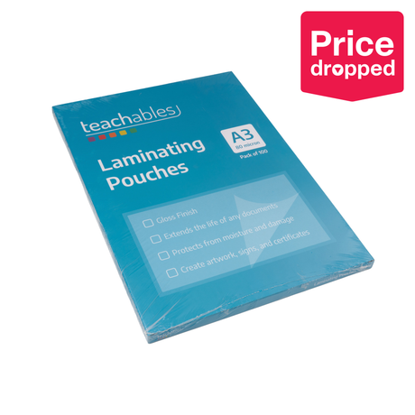 Teachables A3 Laminating Pouches 80 micron - Pack of 100 - Modern Teaching Aids NZ