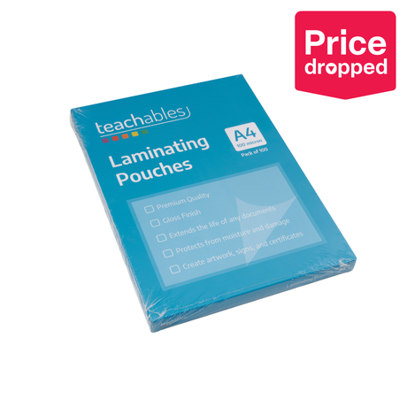Teachables A4 Laminating Pouches 100 micron - Pack of 100 - Modern Teaching Aids NZ