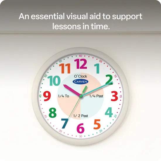 Educational Wall Clock With Time Phrases - 304 x 304 mm - Modern Teaching Aids NZ
