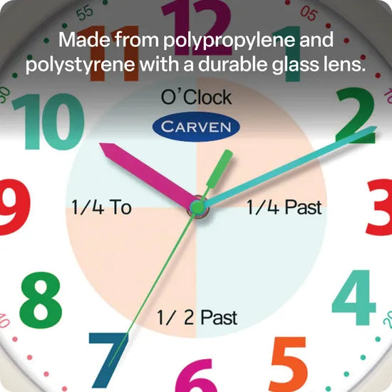 Educational Wall Clock With Time Phrases - 304 x 304 mm - Modern Teaching Aids NZ