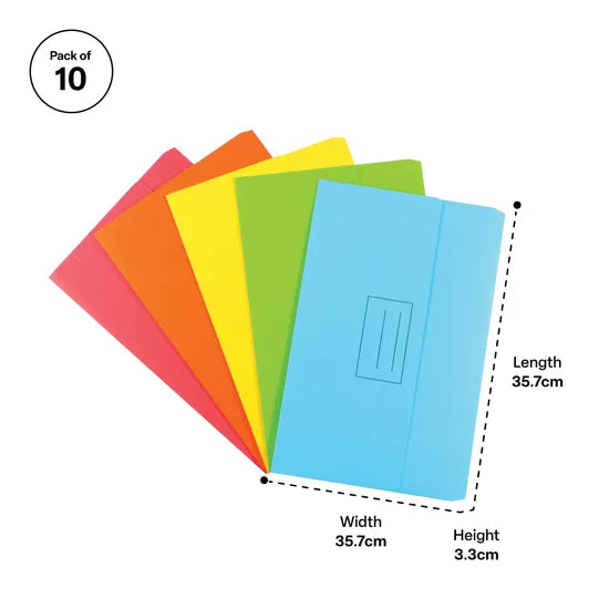Foolscap Document Wallets Asst - Pack of 10 - Modern Teaching Aids NZ
