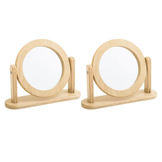Wooden Table Top Mirror Set of 2