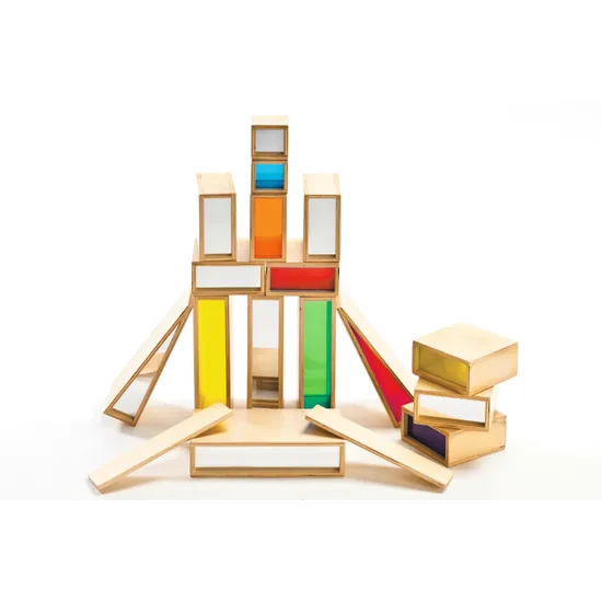 Mirror & See Through Coloured Large Blocks - 18pc - Modern Teaching Aids NZ