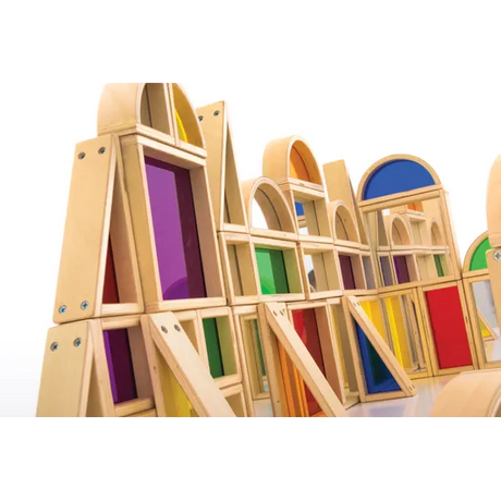 Natural Spaces - Colourful & Mirror Wooden Blocks - 48  Pieces - Modern Teaching Aids NZ
