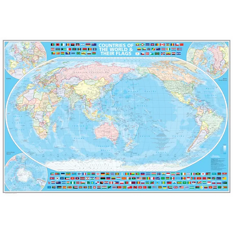 World Map Australia Centred 1.38m x 1.0m - Modern Teaching Aids NZ