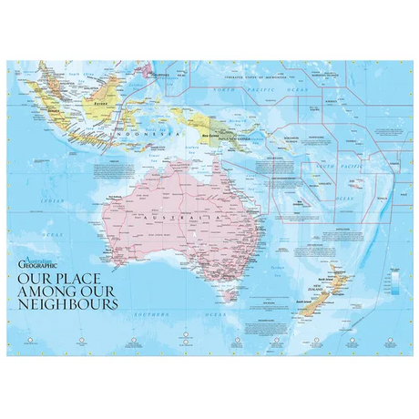 Map of Australia and Pacific Neighbours - 68 x 50 cm - Modern Teaching Aids NZ