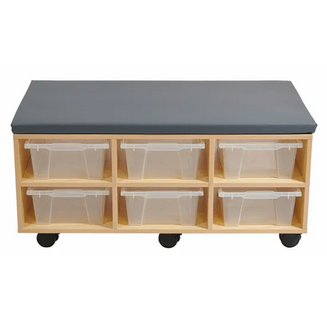 Aalto Storage Ottoman and Tote Trays - Grey Vinyl