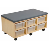 Aalto Storage Ottoman and Tote Trays - Grey Vinyl