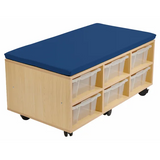 Aalto Storage Ottoman and Tote Trays - Steel Blue Vinyl - Modern Teaching Aids NZ
