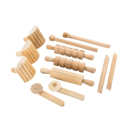 Wooden Dough Tools - Set of 12 - Modern Teaching Aids NZ