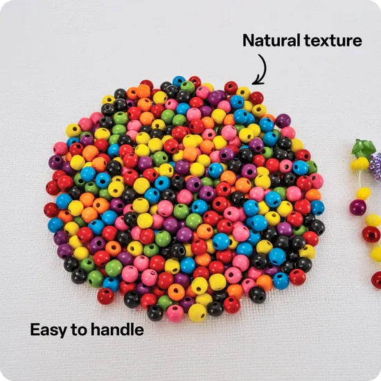 Creatistics Wooden Coloured Beads 1.2 cm- Pack of 300 - Modern Teaching Aids NZ