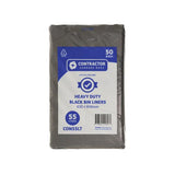 Contractor Black HD Bin Liner 55L-Pack of 50 - Modern Teaching Aids NZ