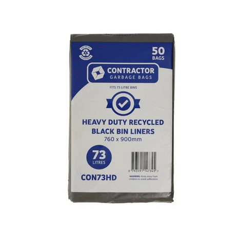 Contractor Black HD Bin Liner 73L-Pack of 50 - Modern Teaching Aids NZ