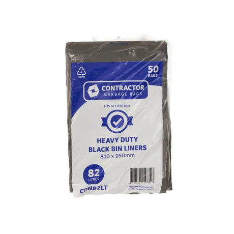 Contractor Black HD Bin Liner 82L-Pack of 50 - Modern Teaching Aids NZ