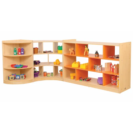 Aurum Open Back Triple Shelf - Orange - Modern Teaching Aids NZ