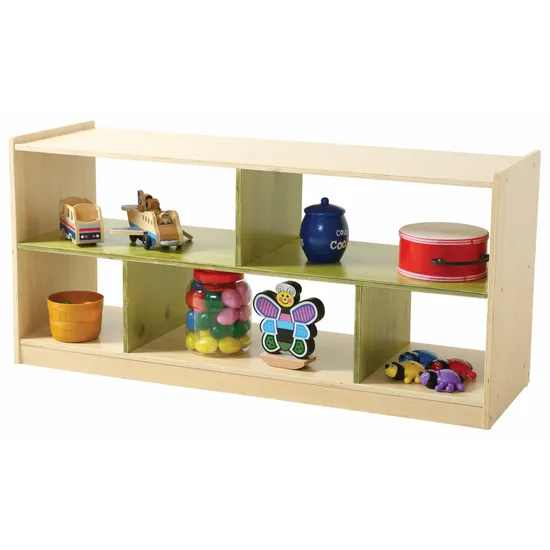 Aurum Spaces - Green Open Back 5 Compartment Shelf - Modern Teaching Aids NZ