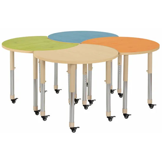 Aurum Spaces - Cut Away Table - Set of 4 - Mixed - 57-79.5 cm - Modern Teaching Aids NZ