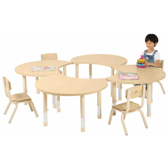Aurum Spaces - Cut Away Table - Set of 4 - Natural - 39-61.5 cm - Modern Teaching Aids NZ