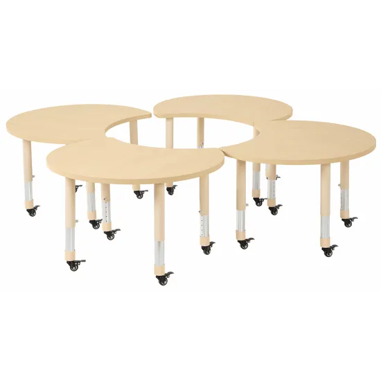 Aurum Spaces - Cut Away Table - Set of 4 - Natural - 57-79.5 cm - Modern Teaching Aids NZ
