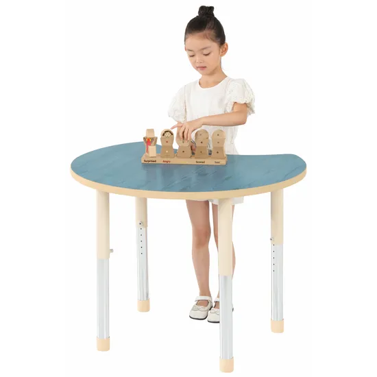 Aurum Spaces - Cut Away Table - 85 x 72 cm - Blue - 57-79.5 cm - Modern Teaching Aids NZ