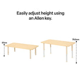 Aurum Spaces - Rectangle Table - 120 x 60 cm - Natural - 39-61.5 cm - Modern Teaching Aids NZ