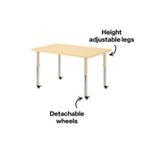 Aurum Spaces - Rectangle Table - 120 x 80 cm - Natural - 57-79.5 cm - Modern Teaching Aids NZ