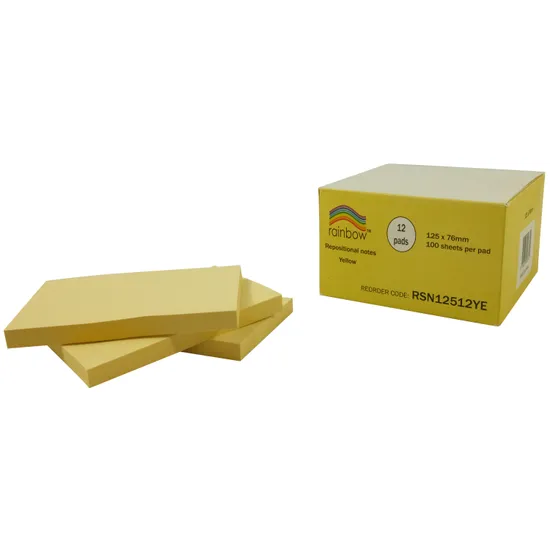 Sticky Notes Yellow 100's 125 x 76mm - Pack of 12