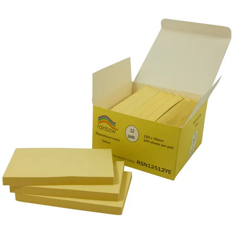 Sticky Notes Yellow 100's 125 x 76mm - Pack of 12