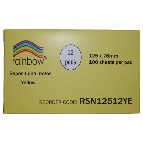 Sticky Notes Yellow 100's 125 x 76mm - Pack of 12