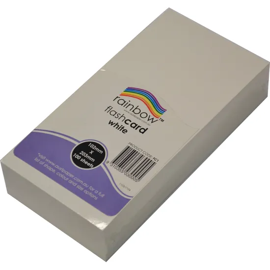 White Flash Cards (102 x 203mm) 300gsm - Pack of 100 - Modern Teaching Aids NZ