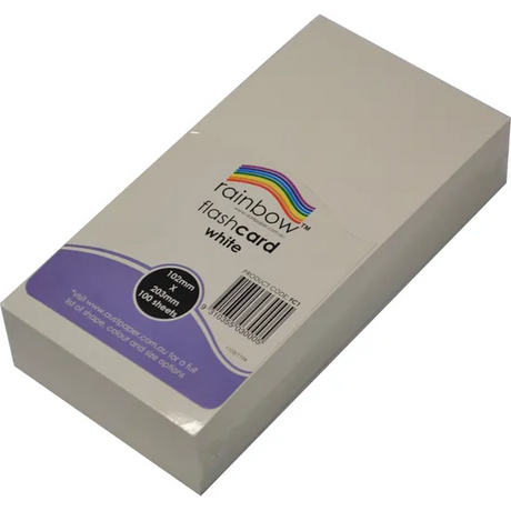 White Flash Cards (102 x 203mm) 300gsm - Pack of 100 - Modern Teaching Aids NZ