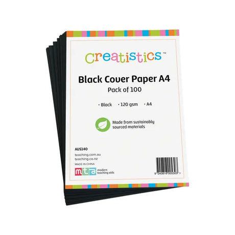 Black Cover Paper A4 120gsm - Pack of 100 - Modern Teaching Aids NZ