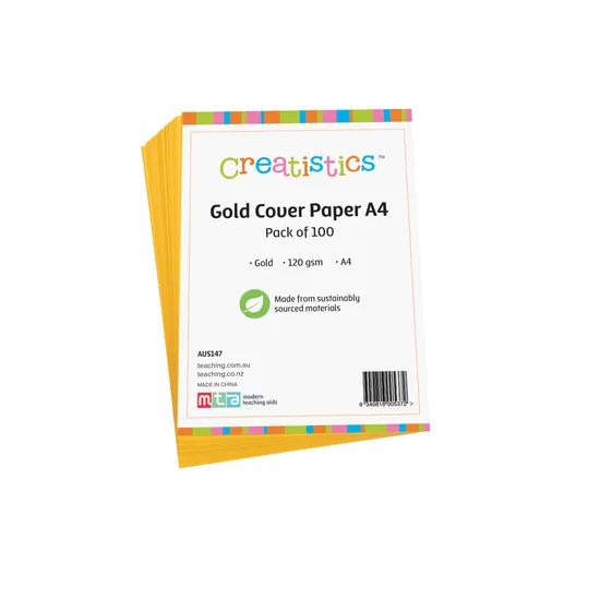 Gold Cover Paper A4 120gsm - Pack of 100 - Modern Teaching Aids NZ