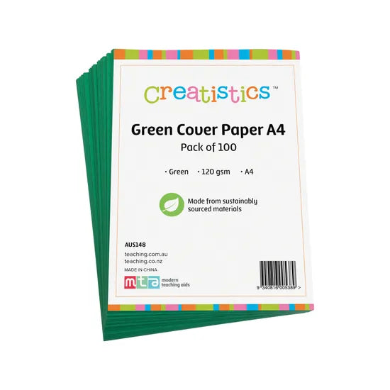 Green Cover Paper A4 120gsm - Pack of 100 - Modern Teaching Aids NZ