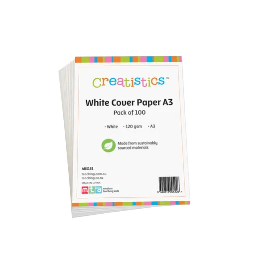 White Cover Paper A3 120gsm - Pack of 100 - Modern Teaching Aids NZ