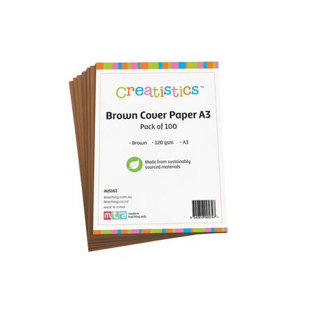 Brown Cover Paper A3 120gsm - Pack of 100 - Modern Teaching Aids NZ