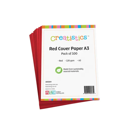 Red Cover Paper A3 120gsm - Pack of 100 - Modern Teaching Aids NZ