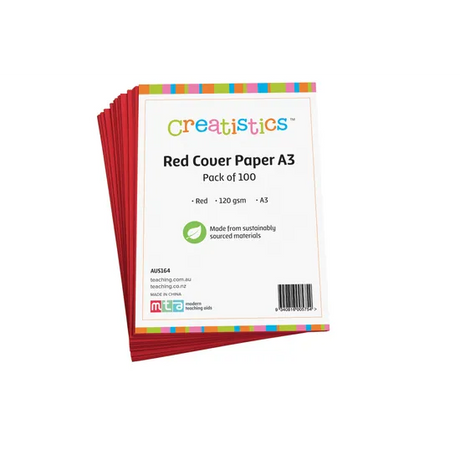 Red Cover Paper A3 120gsm - Pack of 100 - Modern Teaching Aids NZ