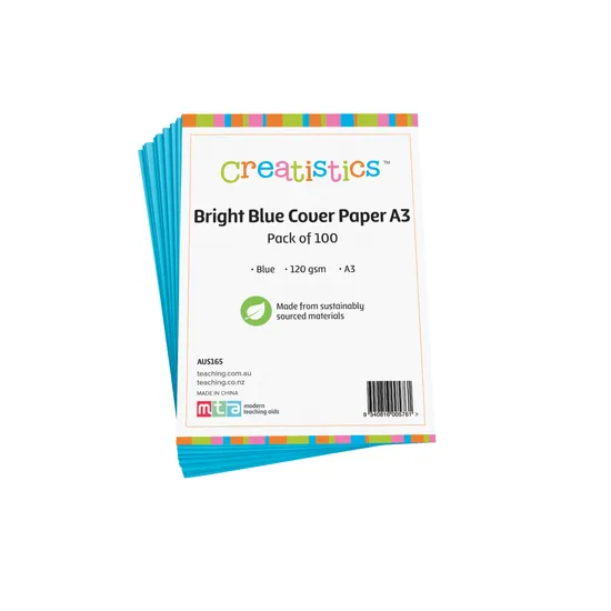 Bright Blue Cover Paper A3 120gsm - Pack of 100 - Modern Teaching Aids NZ