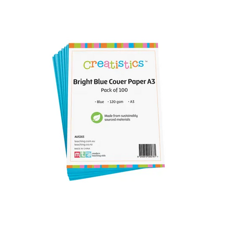 Bright Blue Cover Paper A3 120gsm - Pack of 100 - Modern Teaching Aids NZ