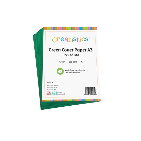 Green Cover Paper A3 120gsm - Pack of 100 - Modern Teaching Aids NZ