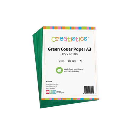 Green Cover Paper A3 120gsm - Pack of 100 - Modern Teaching Aids NZ