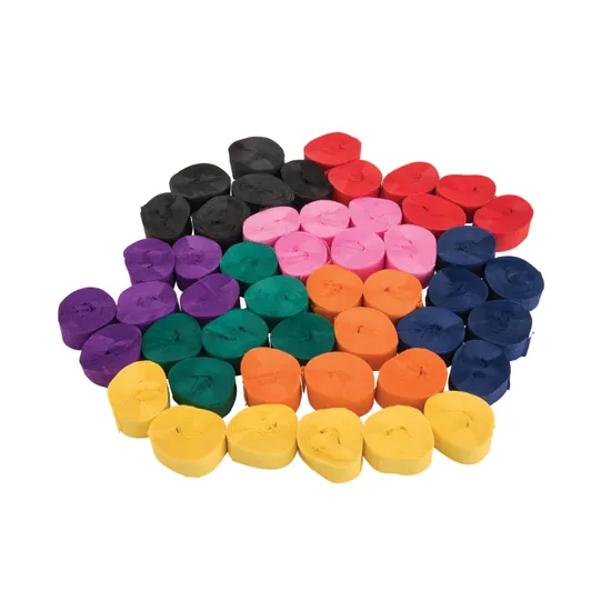 Assorted Crepe Streamers (20mm x 9.5m) - Pack of 48 - Modern Teaching Aids NZ