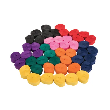 Assorted Crepe Streamers (20mm x 9.5m) - Pack of 48 - Modern Teaching Aids NZ