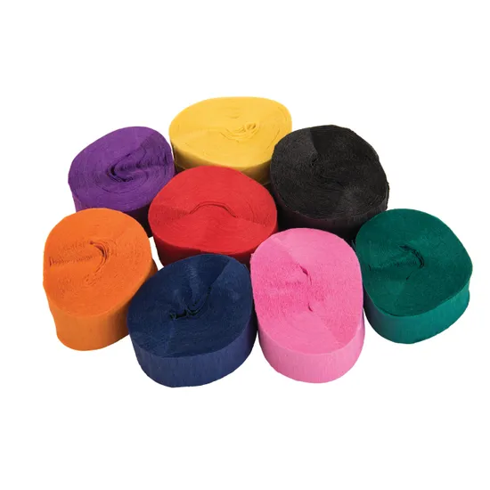 Assorted Crepe Streamers (20mm x 9.5m) - Pack of 48 - Modern Teaching Aids NZ