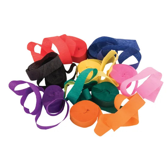 Assorted Crepe Streamers (20mm x 9.5m) - Pack of 48 - Modern Teaching Aids NZ